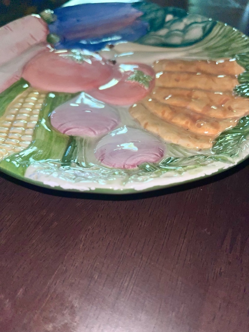 Vintage 1996 Fitz&Floyd pygmalion cabbage leaf canapé plate | hand painted - Picture 5 of 9